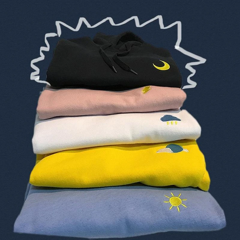 Cute Couple Hoodies Sun Moon - Image 2